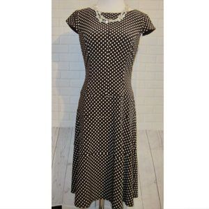 NEW Anne Klein Brown off white polkadot dress 4
